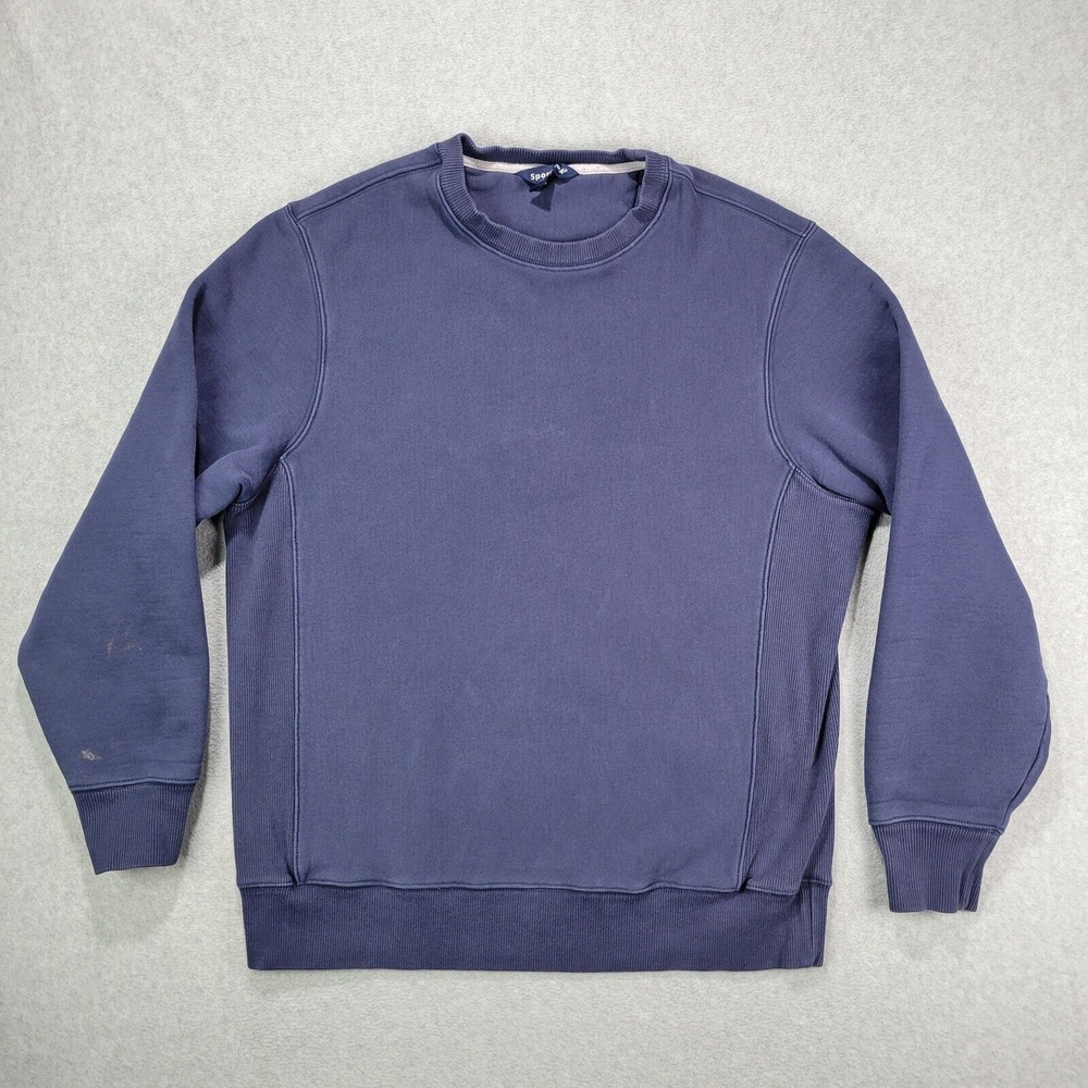 Vintage 90s Sport‎ Tek Blank Blue Sweatshirt Mens M Reverse Weave Ribbed Grunge